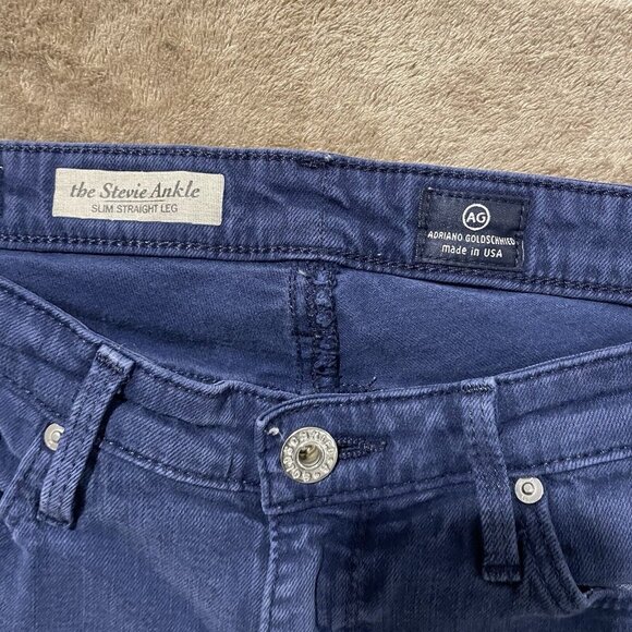Ag Adriano Goldschmied 26R The Stevie Ankle Slim Straight Jeans Solid Navy Dark - Picture 5 of 9